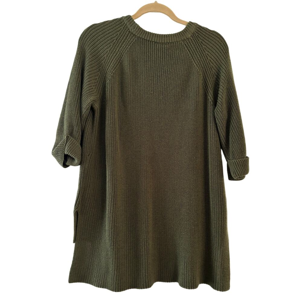 Mote Womens Chunky Green Sweater Size Small Ribbed Collar Sleeves
